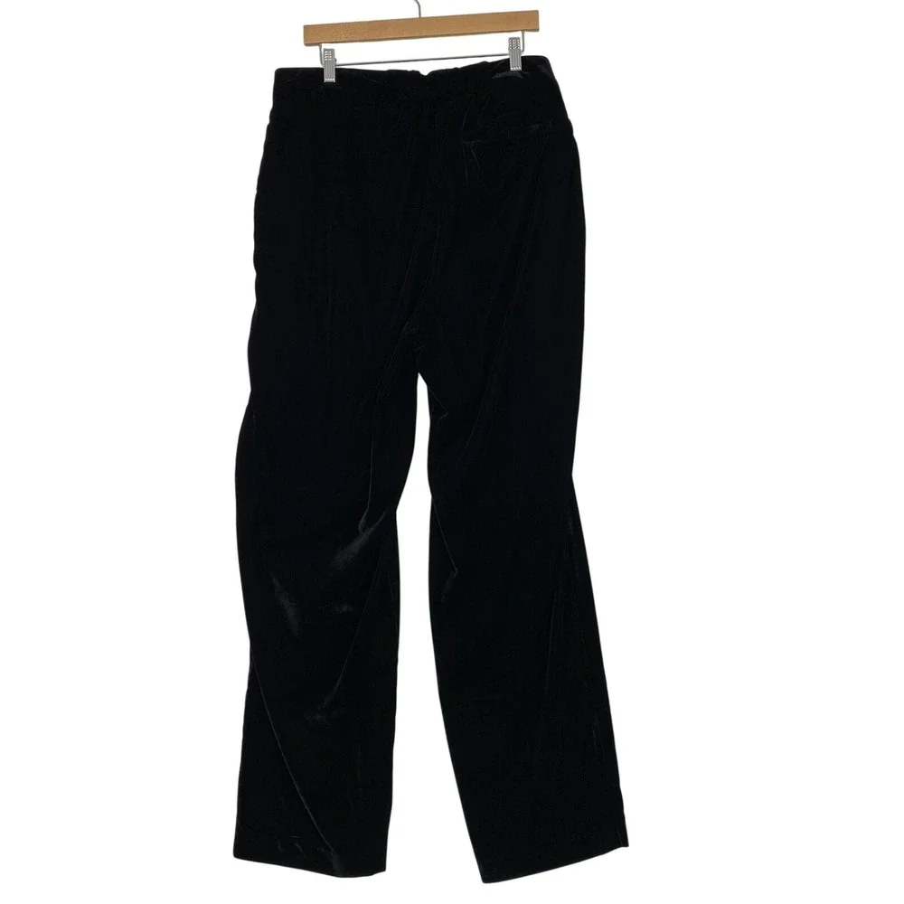 American Eagle Pants Womens XLT Black Velvet Pleated Lined Elastic Waist Bohemia